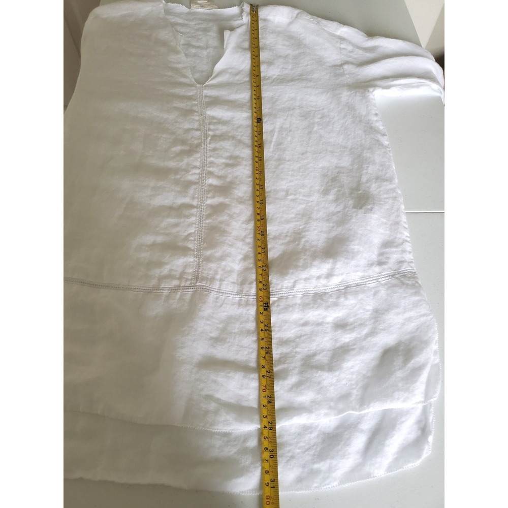 pure DKNY White Linen V-NECK Long Sleeve Tunic Top Women Small Designer Beach - Picture 5 of 9
